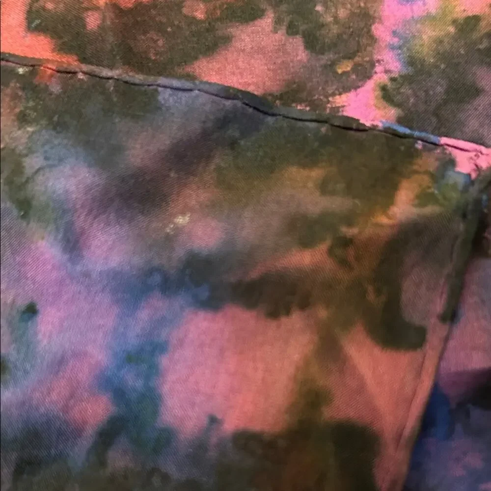 Whimsigoth Vibrant Multicolor Abstract Silk Scarf in Deep Purple Tones